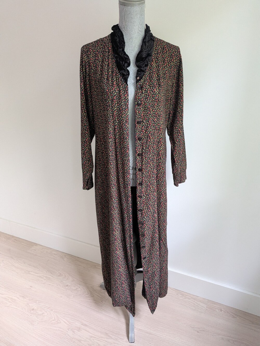 Vintage April Cornell Velvet Collar Prairie Duster Dress - Picture 7 of 15